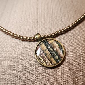 Vintage Antique Books Pendant Necklace, Pre-loved In Excellent Condition